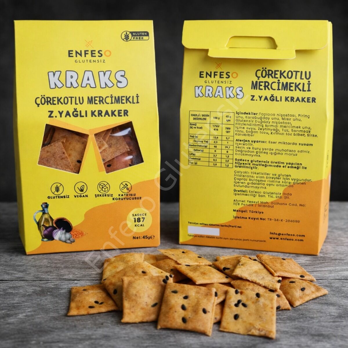 Çörekotlu Mercimekli Z.Yağlı KRAKS (45gr) (Glutensiz/Laktozsuz/Vegan)